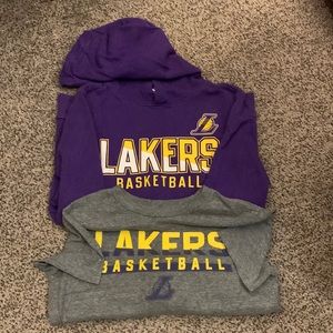(2) boys size 10/12 Lakers Basketball T-shirt and hoodie.
